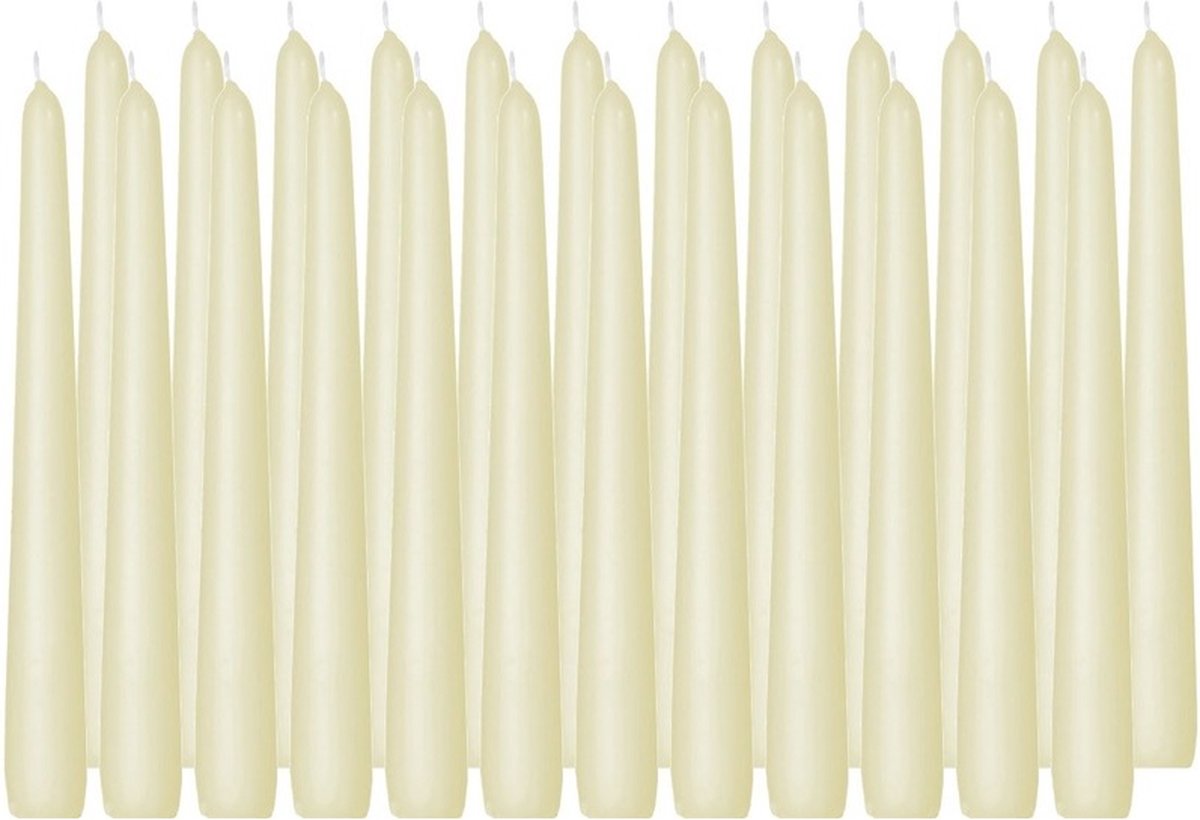 Trend Candles Dinerkaarsen/kandelaarkaarsen Cello - 24x stuks - ivoorwit - 8 branduren - 25 cm