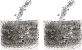 2x Kerstboom folie slinger zilver 700 cm - sterren kerstslingers