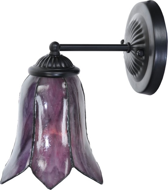 Art Deco Trade - Tiffany wandlamp zwart met Gentian Purple
