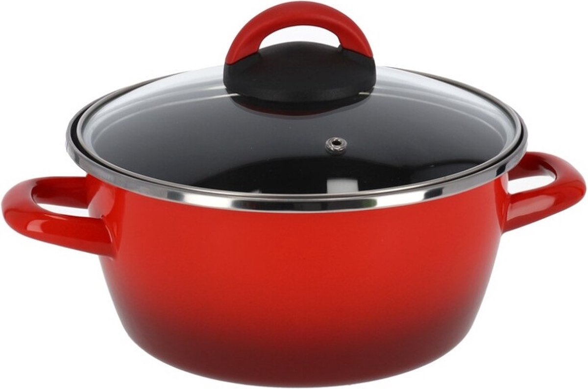Magefesa Braadpan 29 X 22 X 15 Cm Staal/glas Rood 2-delig