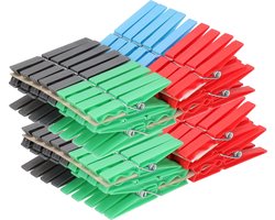 72x Gekleurde wasknijpers - Plastic wasgoedknijpers - Knijpers/wasspelden voor wasgoed 72 stuks