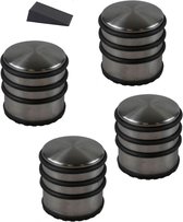 4x RVS deurstopper rond inclusief deurwig - D9 x H7 cm - 1 kg - deurstop