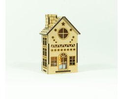 Houten Kerstdorp • Kersthuis Nr.1 • Bouwpakket • Bouw je eigen Kerstdorp