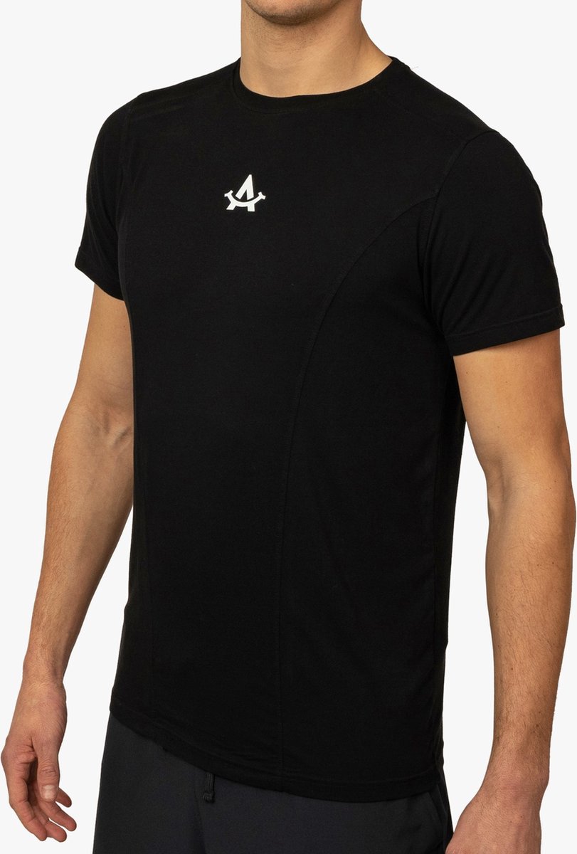 APM Sportshirt Heren - Zwart - 100% Duurzaam - Handgemaakt in Portugal - Extra Lang - Fitness shirt mannen - Padel - Hardlopen - XL