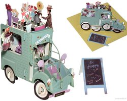Popcards Pop-upkaarten Citroën 2CV Bloemist met bordje met tekst 