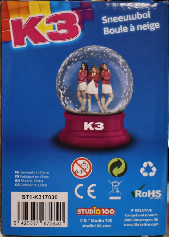 K3 ST1-K317030 Glazen Sneeuwbol Met Glittertjes - 3+ - K3