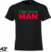 Klere-Zooi - Fijne Kerst Man - Zwart Kids T-Shirt - 152 (12/13 jr)