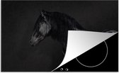 KitchenYeah® Inductie beschermer 90x52 cm - Paard - Zwart - Portret - Kookplaataccessoires - Afdekplaat voor kookplaat - Inductiebeschermer - Inductiemat - Inductieplaat mat