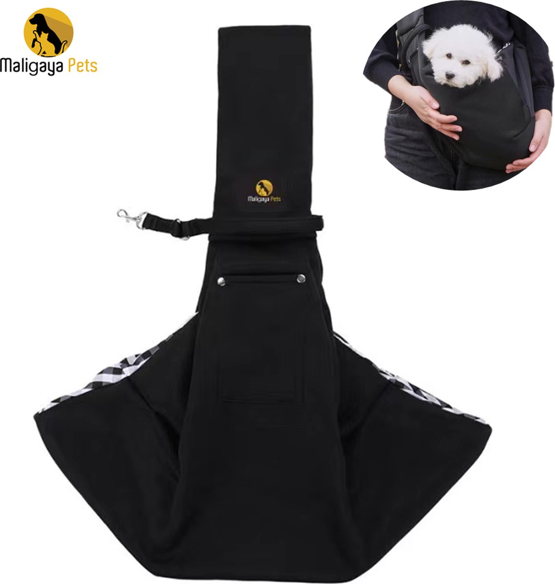 Bol.com Maligaya Pets Draagtas Hond - Hondentas - Draagzak Hond – Hondendraagtas - Draagtas voor Honden - Dierendraagtas - Zwart... aanbieding