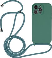 Mobigear Lanyard Telefoonhoesje geschikt voor Apple iPhone 14 Pro Siliconen Hoesje met koord - Groen