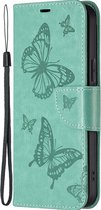 Mobigear Telefoonhoesje geschikt voor Samsung Galaxy S23 Hoesje | Mobigear Butterfly Bookcase Portemonnee | Pasjeshouder voor 3 Pasjes | Telefoonhoesje voor Pinpas / OV Kaart / Rijbewijs - Groen