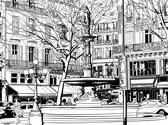 Fotobehang - Sketch of parisian fountain.