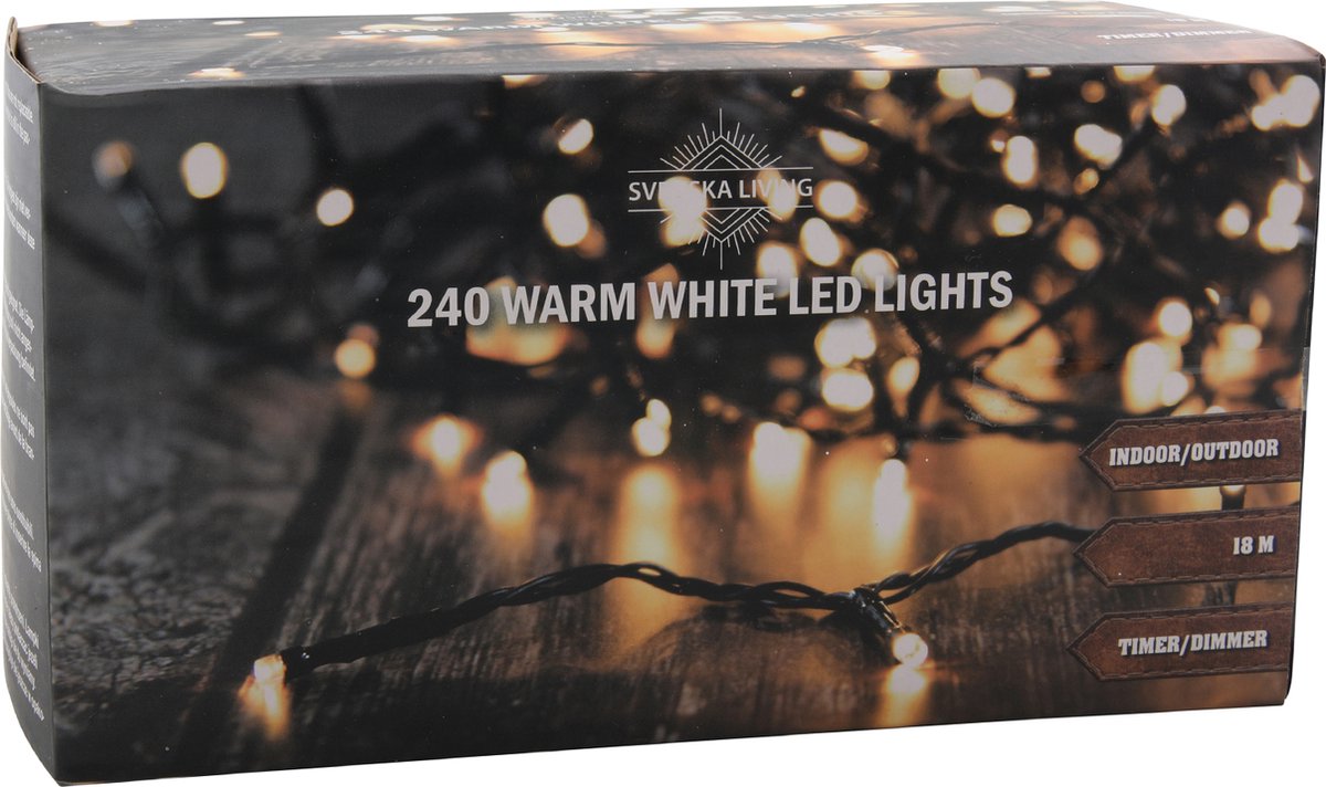 LED kerstverlichting warmwit 240 lampjes - Svenska Living - Voor Binnen & Buiten IP44 - Met Timer