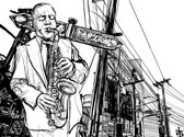 Fotobehang - Saxophone recital on Broadway.