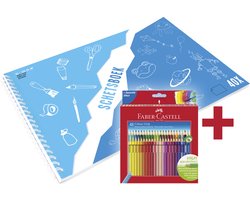 Faber-Castell kleurpotlood - Grip - 48 stuks + A3 Kangaro schetsboek GRATIS - wit - 120 grams - 40 vel - FC-112449-A