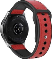 Strap-it horlogeband 22mm - Hybrid lederen siliconen bandje geschikt voor Huawei Watch GT 2 46mm / GT 3 46mm / GT 3 Pro 46mm / GT 2 Pro / Watch 3 / Watch 3 Pro - Polar Vantage M / M2 / V3 / Grit X / Grit X Pro - rood