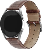 Strap-it smartwatch bandje 20mm - Luxe leren crocodile bandje geschikt voor Samsung Galaxy Watch 4 / 4 Classic / Watch 5 / 5 Pro / Watch 6 / 6 Classic / Watch 1 42mm / Galaxy Watch 3 41mm / Galaxy Active / Active 2 40 & 44mm / Gear Sport - bruin
