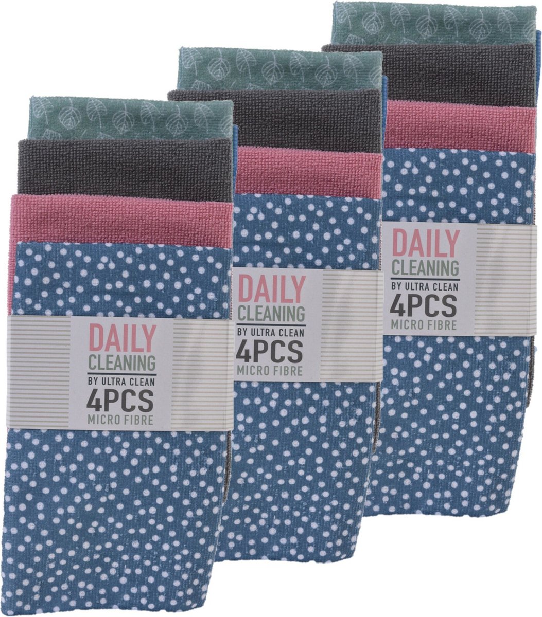Goedkoopste Excellent Houseware Microvezel schoonmaakdoekjes - 12x - kleurenmix - 40 x 48 cm