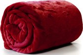 Unique Living Plaid/couverture - polaire - velours rouge - polyester - 130 x 180 cm