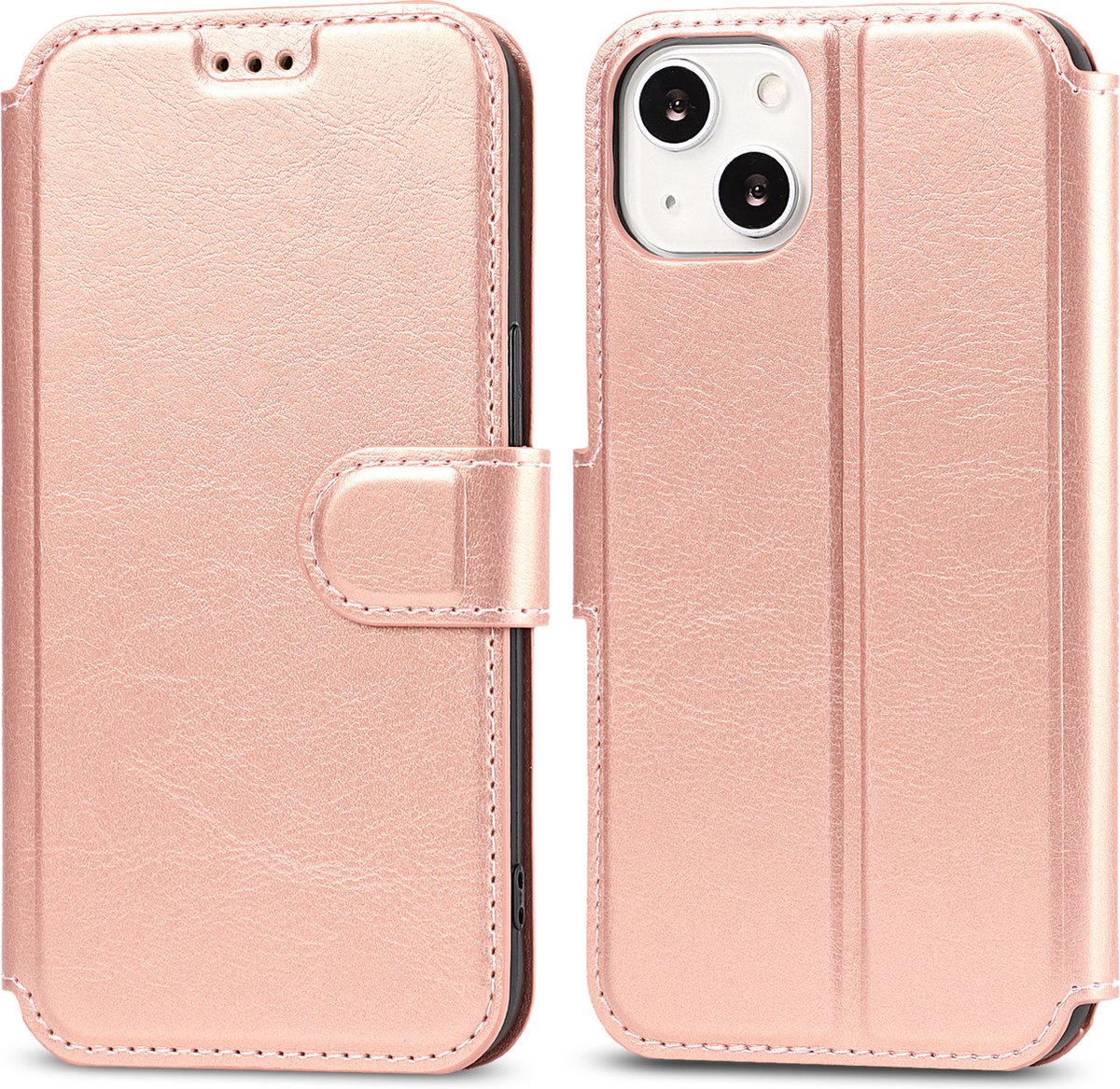 Bookcase Geschikt voor Apple iPhone 13 - Roze - Pasjeshouder - Portemonnee