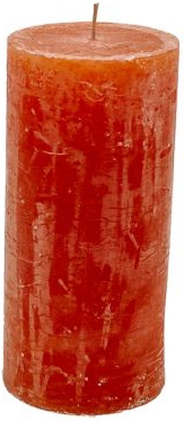 Bougie pilier - orange - 7x15cm - paraffine - lot de 4