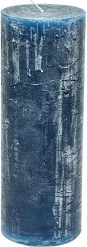 Stompkaars - donker blauw - 7x20cm - parafine - set van 2