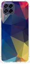 Telefoon Hoesje Geschikt voor Samsung Galaxy M53 Hoesje maken met transparante rand Polygon Dark
