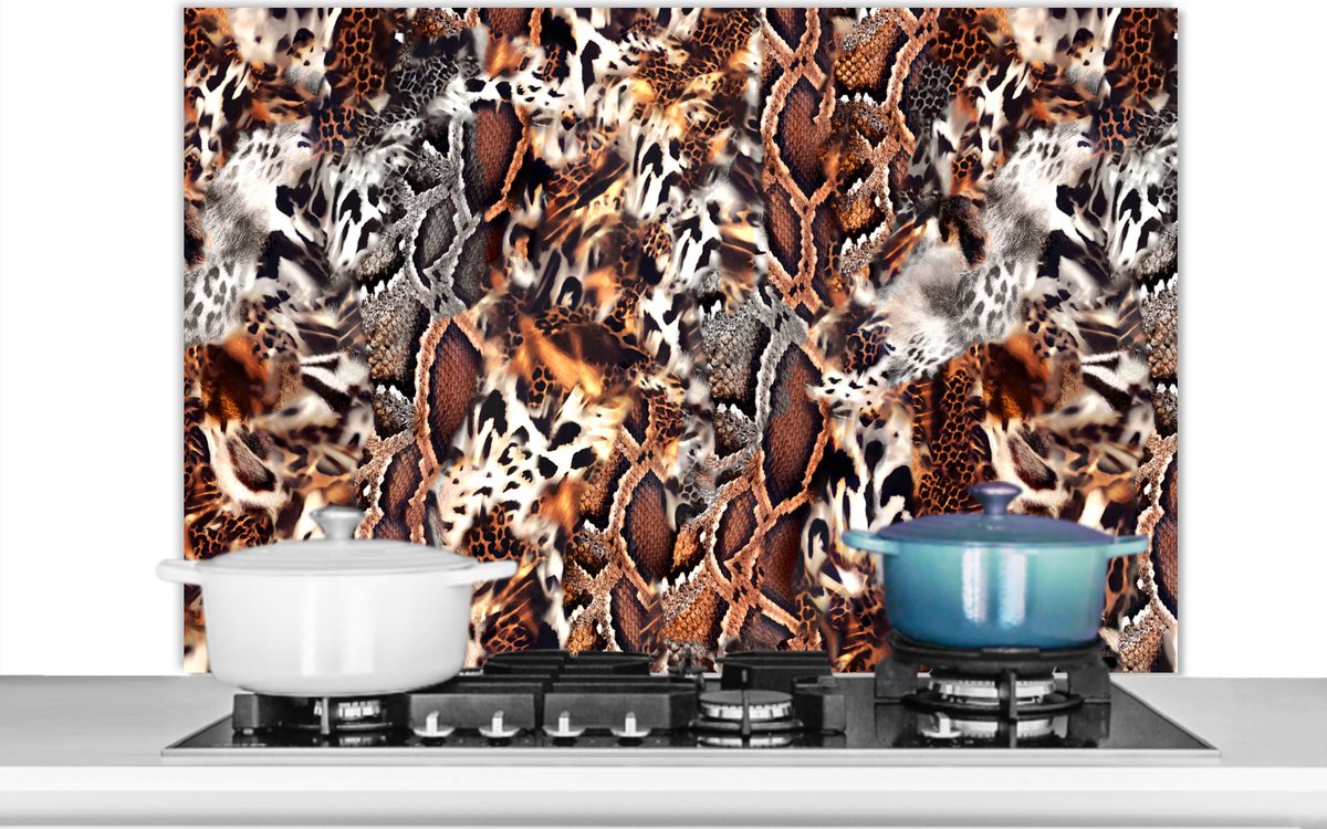 Spatscherm keuken - Slangenprint - Dieren - Zebra - Spatscherm - Spatwand - 100x65 cm