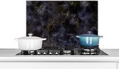 Spatscherm keuken 60x40 cm - Kookplaat achterwand Agaat steen - Black en gold - Edelsteen - Muurbeschermer - Spatwand fornuis - Hoogwaardig aluminium