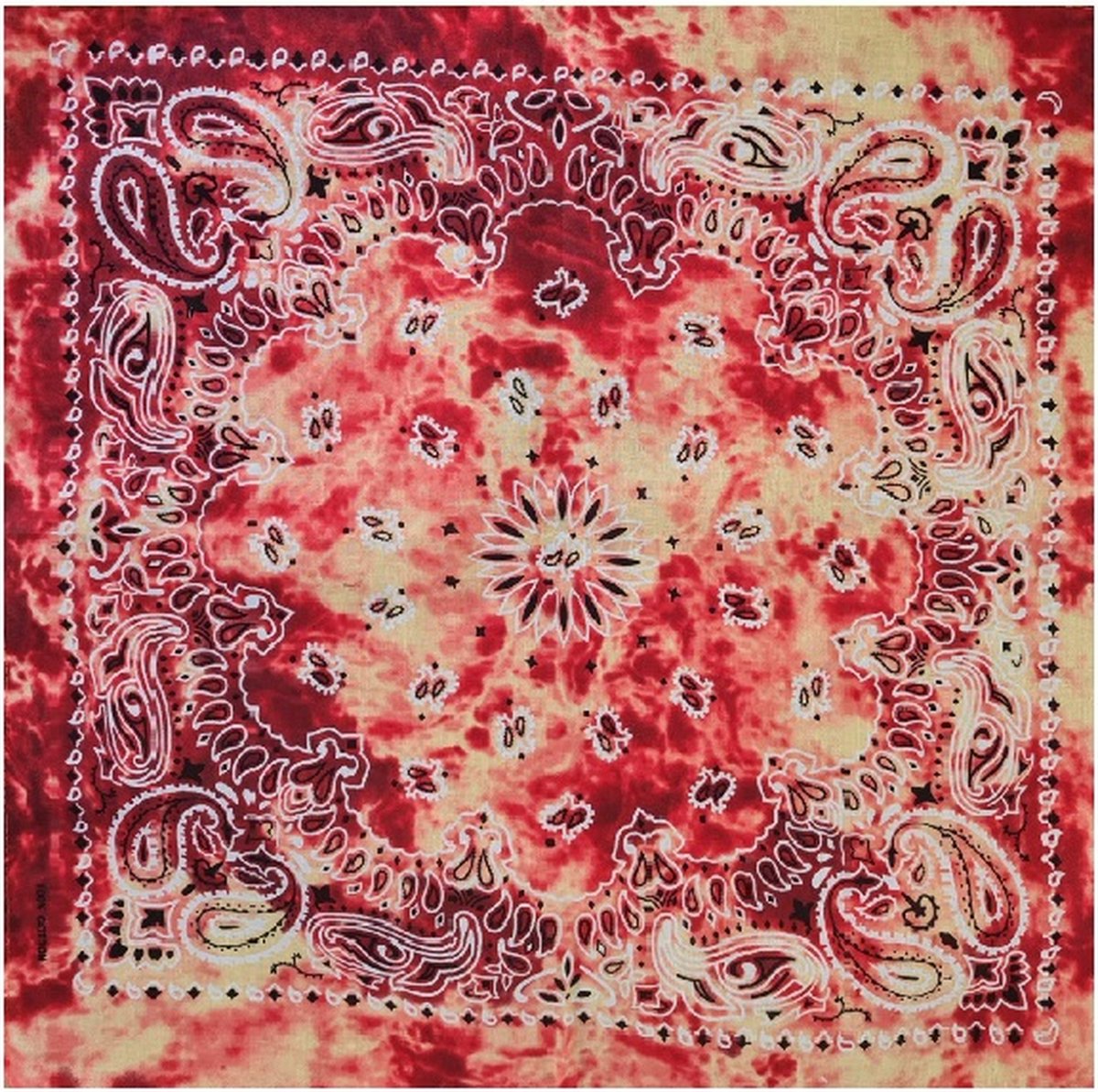 Haarband Bandana Zakdoek Tie Dye Paisley Print Rood Creme