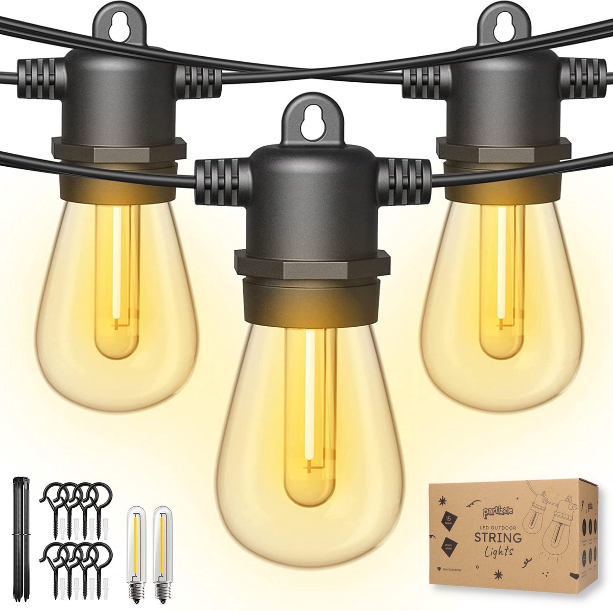 Guirlande Lumineuse Exterieure,20+2 Ampoules,Incassable Étanche