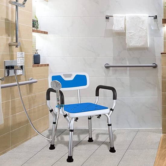 Safe Age - Chaise de douche avec dossier et accoudoir amovibles