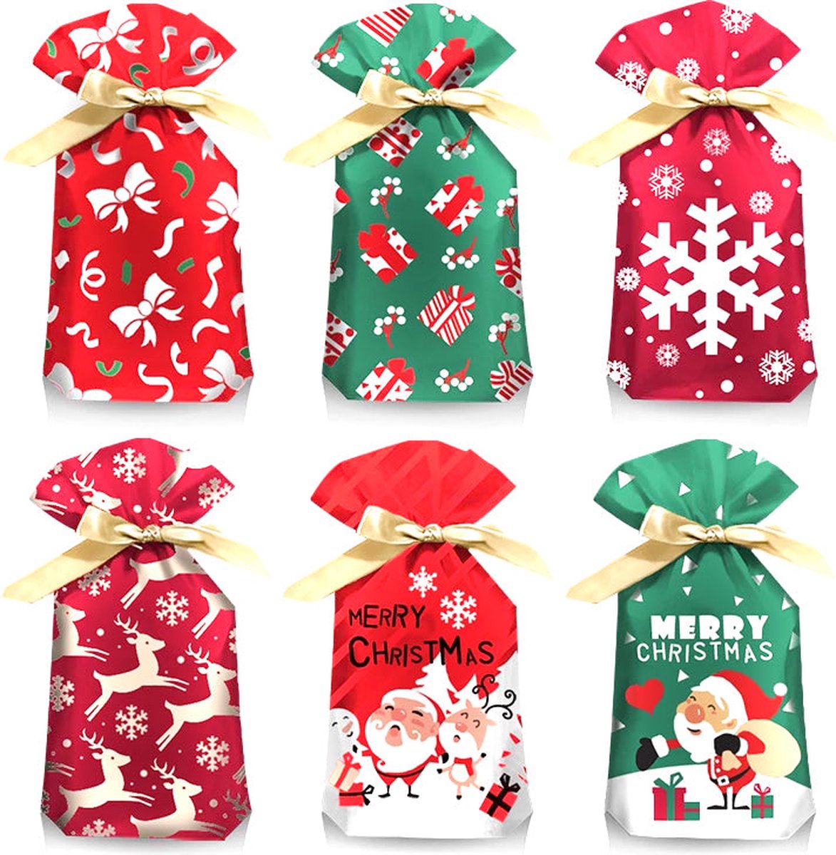 24 Stukken Cadeauzakje, Kerst Tas, Snoep Papieren Zak, Kerst Snoep Zakje, voor Het Inpakken van Snoep, Koekjes en Andere Geschenken(Rood