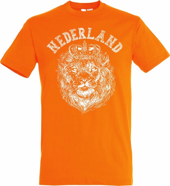 T-shirt kinderen Nederland Leeuw Print | Oranje Shirt | Koningsdag Kleding Kinderen | Oranje | maat 116