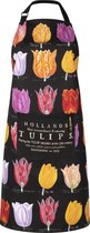Memoriez Keukenschort Tulpen Zwart 100% Katoen