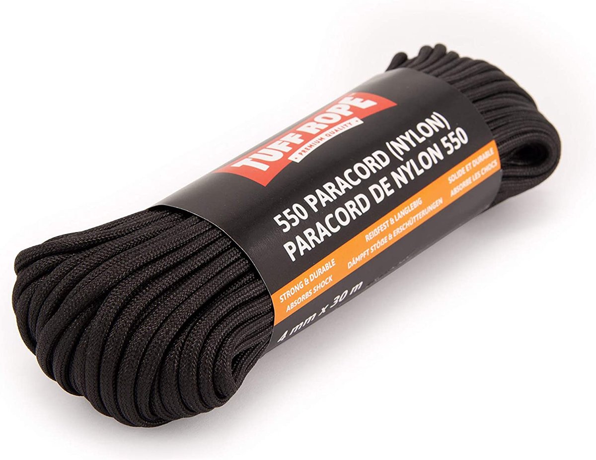 TUFF ROPE Paracord 550 (nylon) - 30m x 4mm - Het sterke outdoor touw ...
