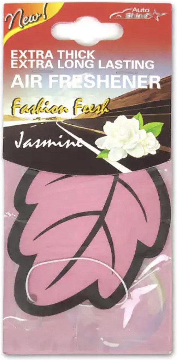 Luchtverfrisser jasmijn - vorm van blaadje - extra lang geurig - licht roze - ixen