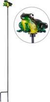 Tuinsteker glas kikker - kleur groen - 107 cm - tuindecoratie