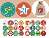 Sluitsticker - Sluitzegel – Advent Kalender / Adventskalender / Leeftijd Stickers | Genummerd – Aftellen | Diverse kleuren - Kerst - Merry Christmas – Feestdagen – Sinterklaas | Envelop - Cadeau – Cadeauzakje | Leuk verpakken | DH Collection