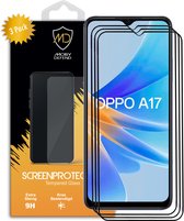 3-Pack Oppo A17 Screenprotectors - MobyDefend Gehard Glas Screensavers - Zwarte Randen - Glasplaatjes Geschikt Voor Oppo A17
