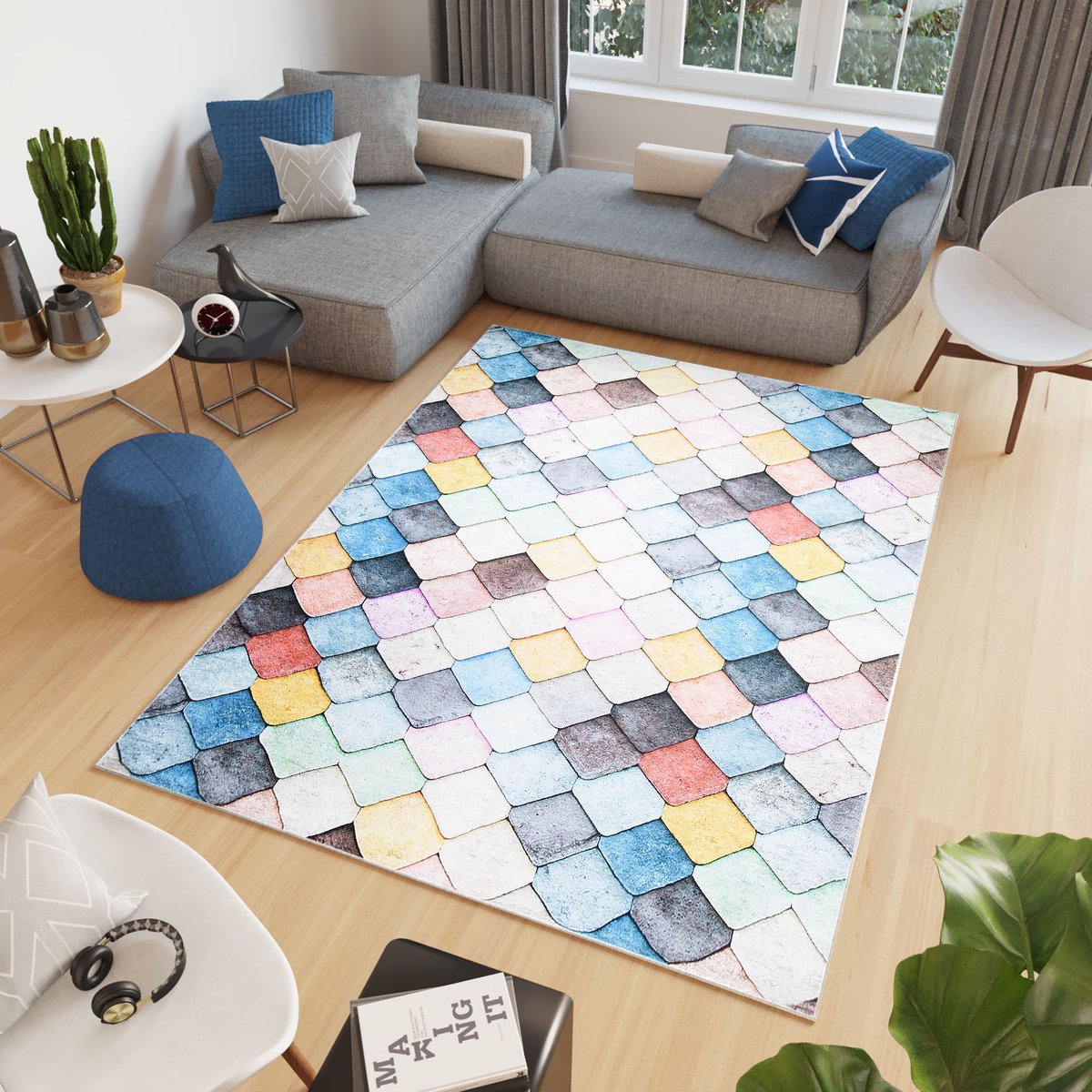 Tapiso Toscana Vloerkleed Geometrisch Pasteltint Modern Tapijt Maat- 140x200