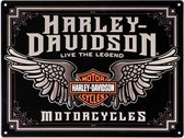 Harley-Davidson Winged Bar & Shield Tinnen Bord Met Reliëf - 30 x 40 cm