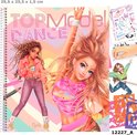TOPModel Dance kleurboek met afmetingen 29,5 x 25,5 x 1,5 cm, met illustraties van twee danseressen, stickers en sjablonen.
