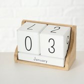 Blok kalender - Wit - 14x9x7cm - Hout