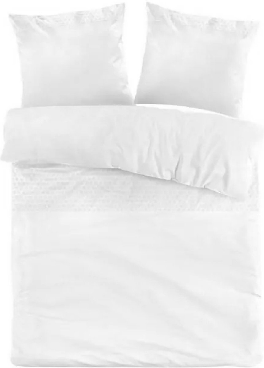 Droomtextiel Papillon Dekbedovertrek Toulouse Wit Tweepersoons 200-200/220 cm - Zeer Hoogwaardige Percale Katoen Super Zacht