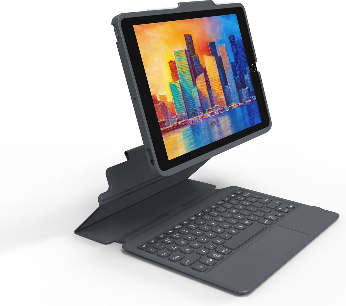Apple iPad 7 10.2 (2019) Hoes - ZAGG - Bluetooth Keyboard Serie - TPU Bookcase - Grijs - Hoes Geschikt Voor Apple iPad 7 10.2 (2019)
