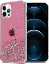 Cadorabo Hoesje geschikt voor Apple iPhone 12 PRO MAX in Roze met Glitter - Beschermhoes van flexibel TPU silicone met fonkelende glitters Case Cover Etui
