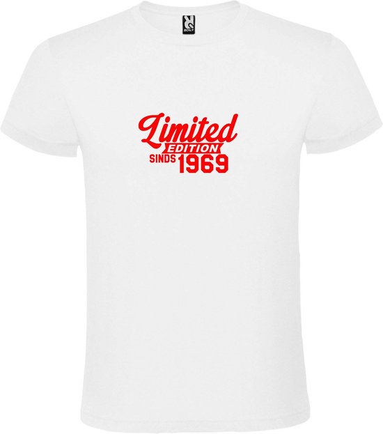 Wit T-Shirt met “ Limited edition sinds 1969 “ Afbeelding Rood Size XXXXL