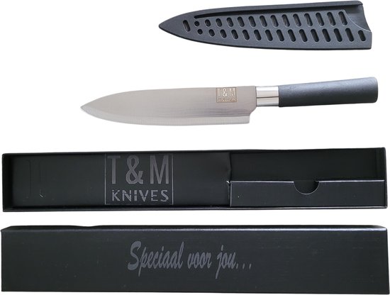 T&M Knives Koksmes Trudes - 30cm Keukenmes - Keihard Staal - Messenset Inclusief Luxe Cadeaubox