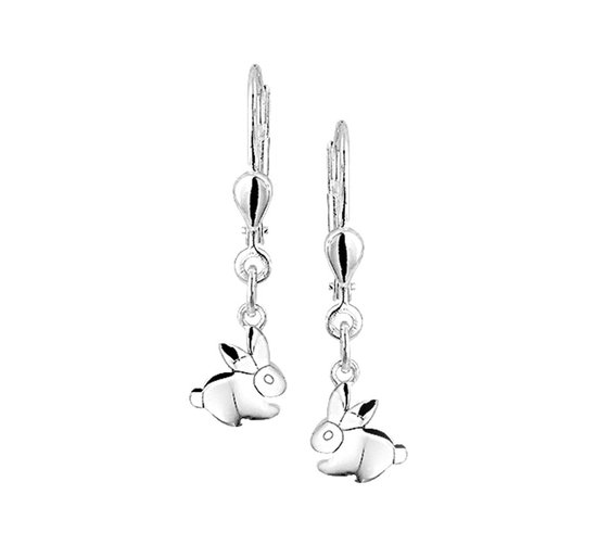 Boucles d'oreilles pendantes argent lapin brisur crochet 1001200